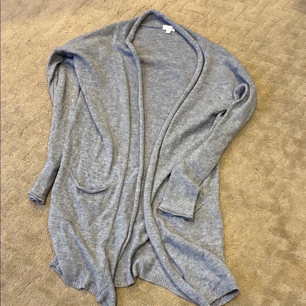 Cuyana Light Gray Open Front Cardigan